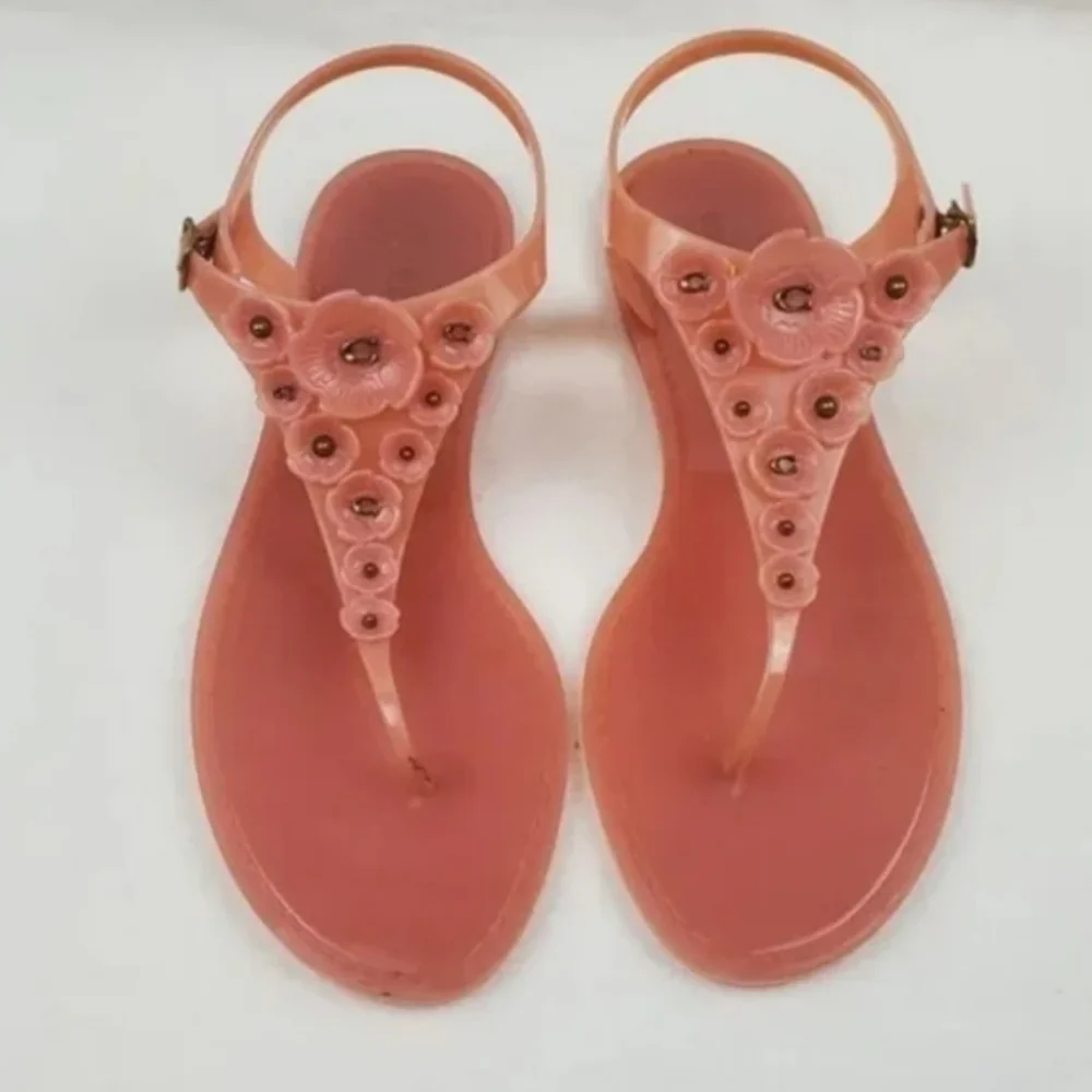 Coach Peach Sandals with Floral Accents